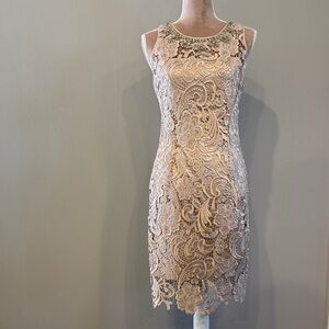 Boston Proper Lace Midi Dress - Cream